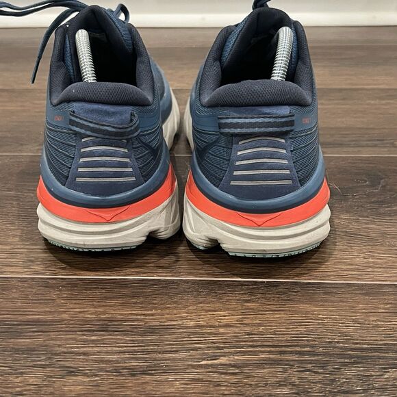 Hoka One One Bondi 7 Men's 12 Running Shoes 1110518 RTOS Blue Teal Orange - Picture 6 of 13